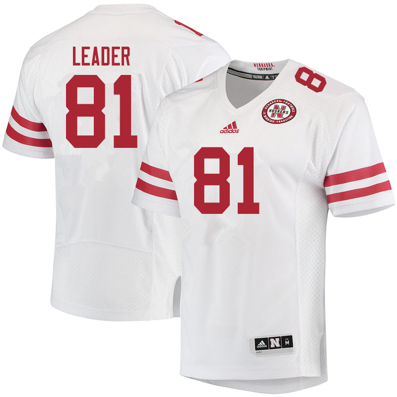Men #81 Nick Leader Nebraska Cornhuskers College Football Jerseys Sale-White - Click Image to Close
